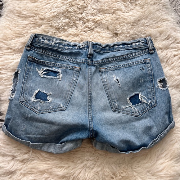Rag & Bone Distressed Denim Cuffed Hem Short Shorts - Picture 2 of 5